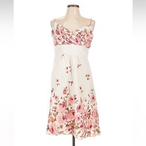 Dress Barn Pink and White Floral Midi Dress